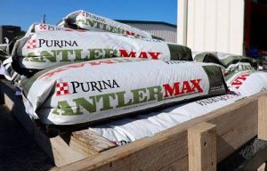 Purina AntlerMax deer feed bags. Deer feed and supplements available at Berend Bros.