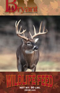 Bryant Grain Wildlife Feed bag. Deer in filed. 50-lb feed bag. Berend Bros. Wichita Falls, Texas