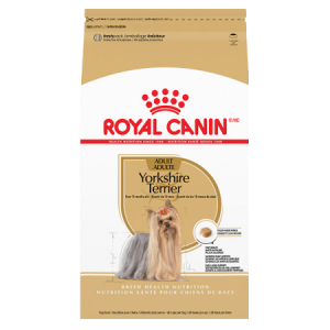 Royal Canin Yorkshire Terrier Adult Dry Dog Food 10-lb Bag. Gold and white pet food bag. Dog Food available at Berend Bros Witcha Falls.